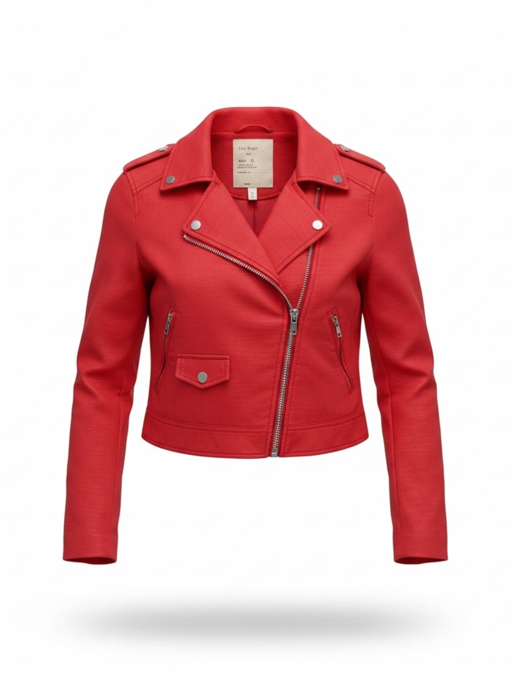 Free People Red Asymmetrical Moto Jacket
